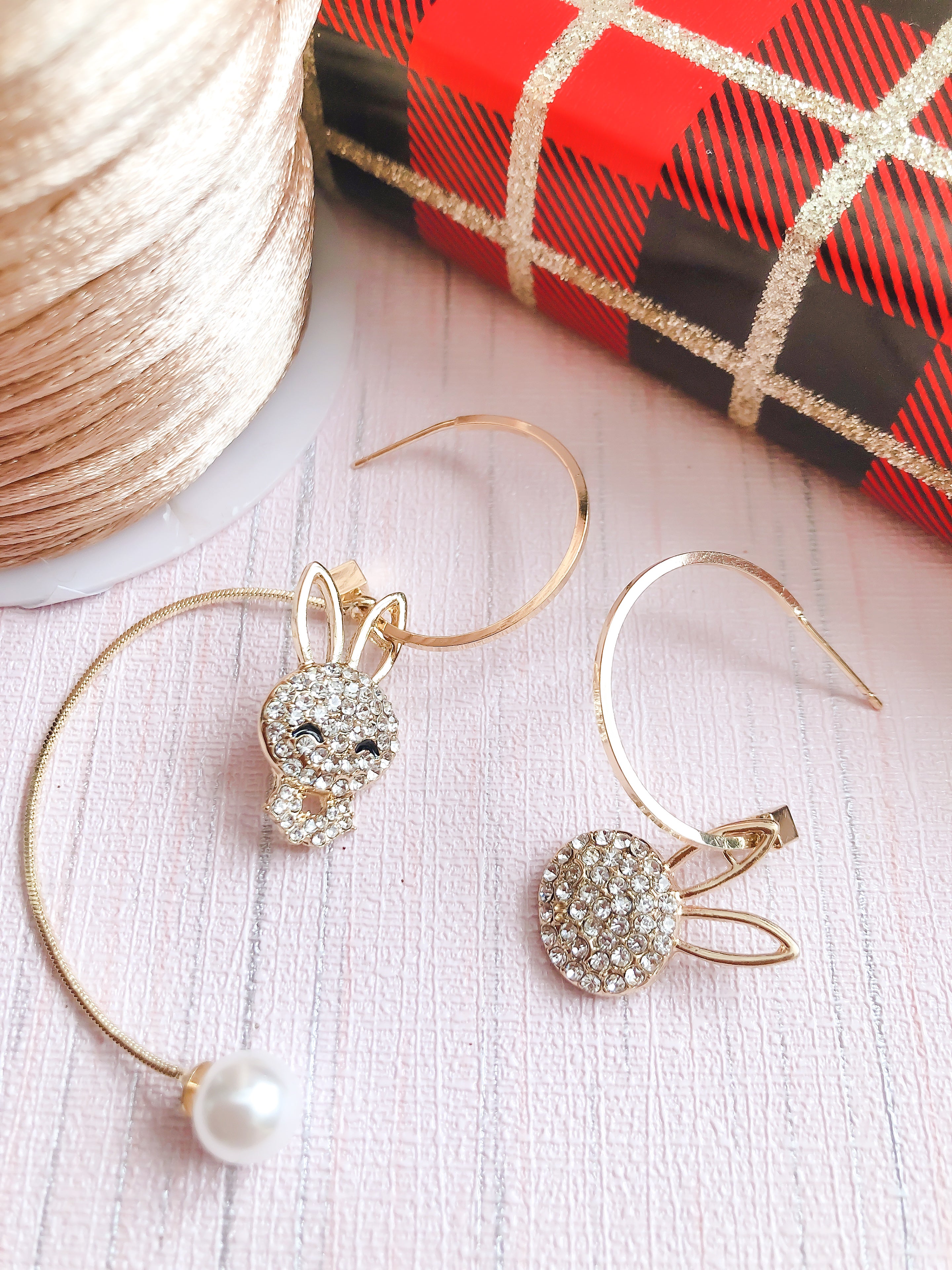 Asymmetrical Bunny Drop Earrings