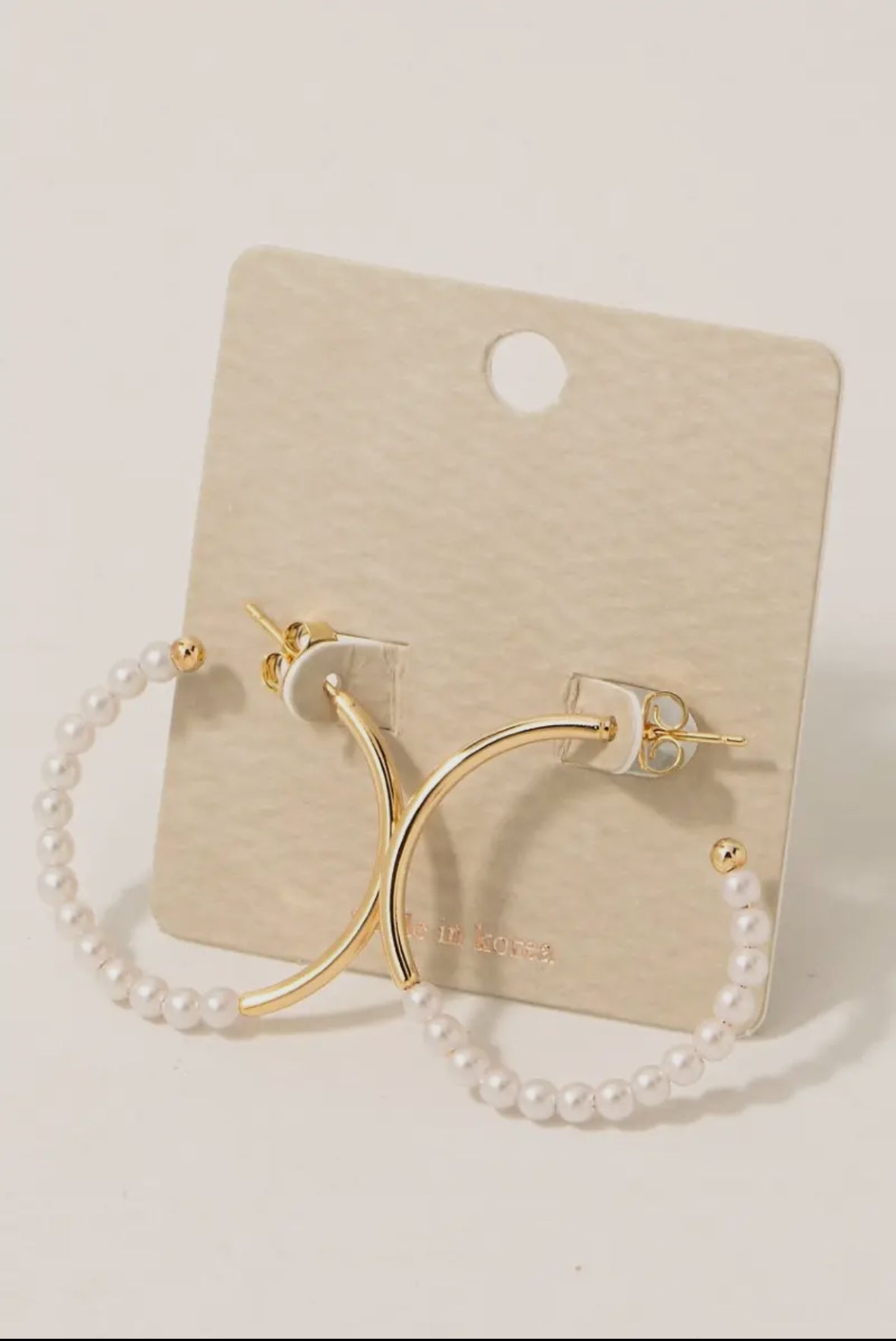 Pearl Beaded Hoop Earrings