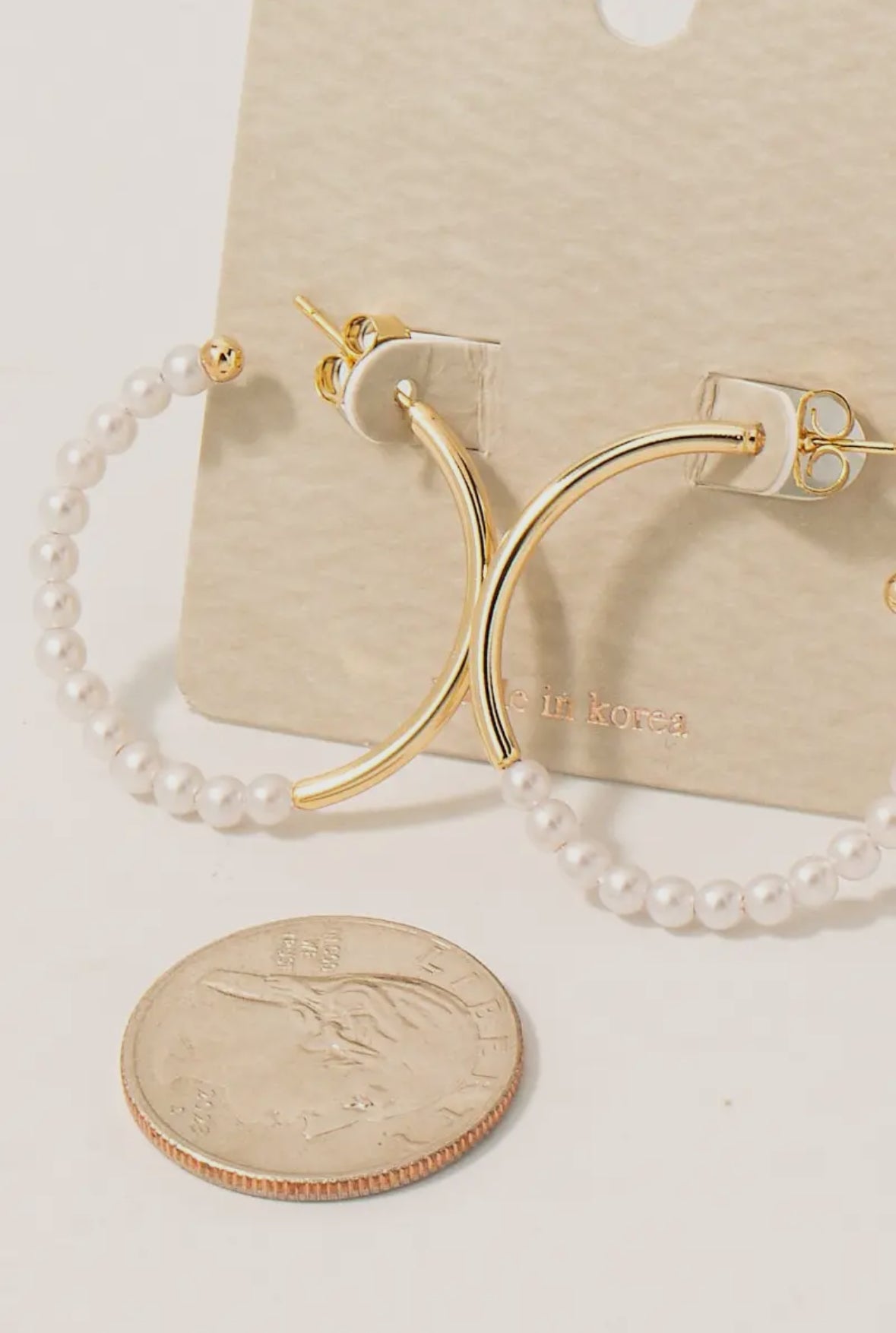 Pearl Beaded Hoop Earrings