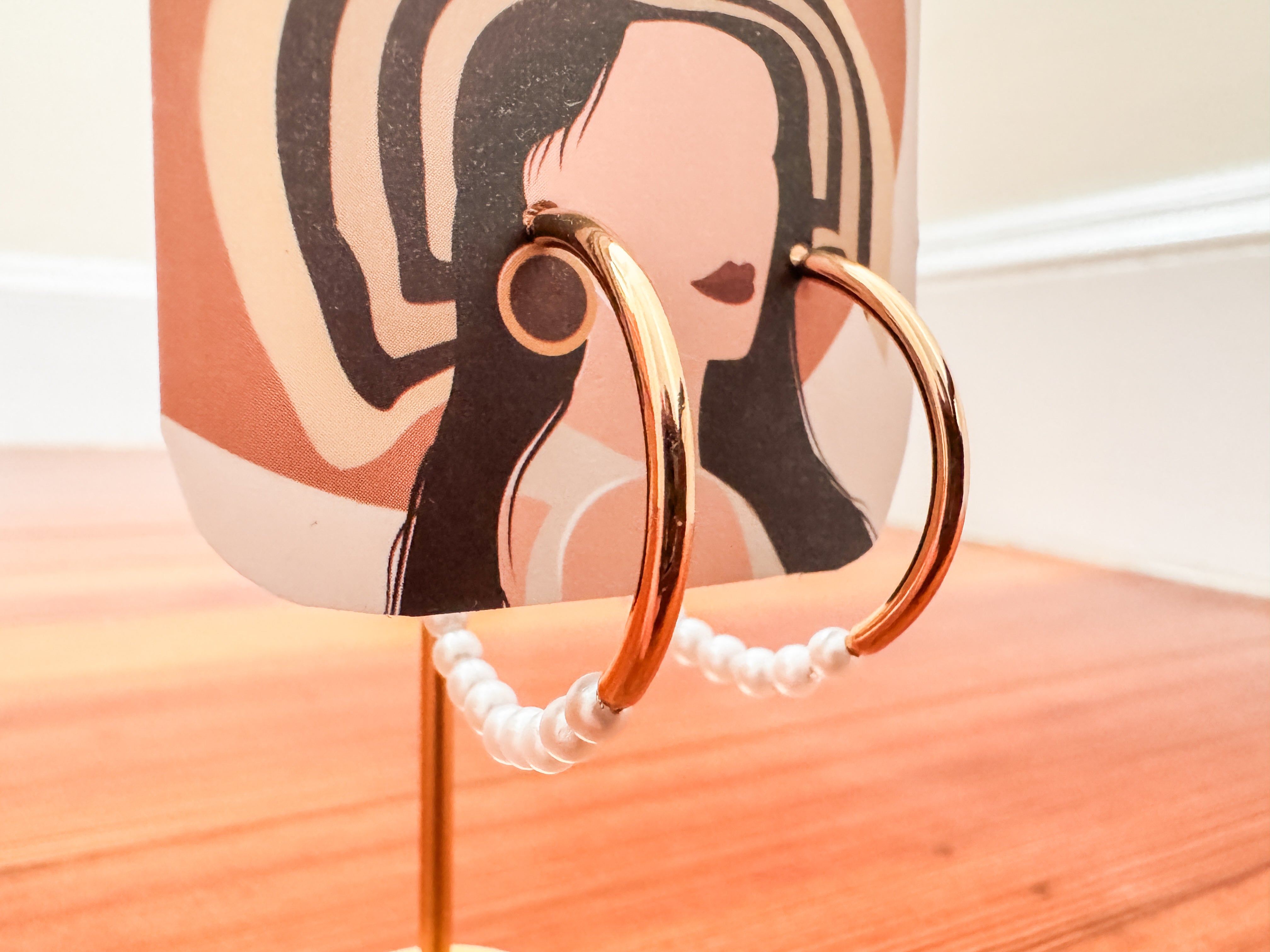 Pearl Beaded Hoop Earrings