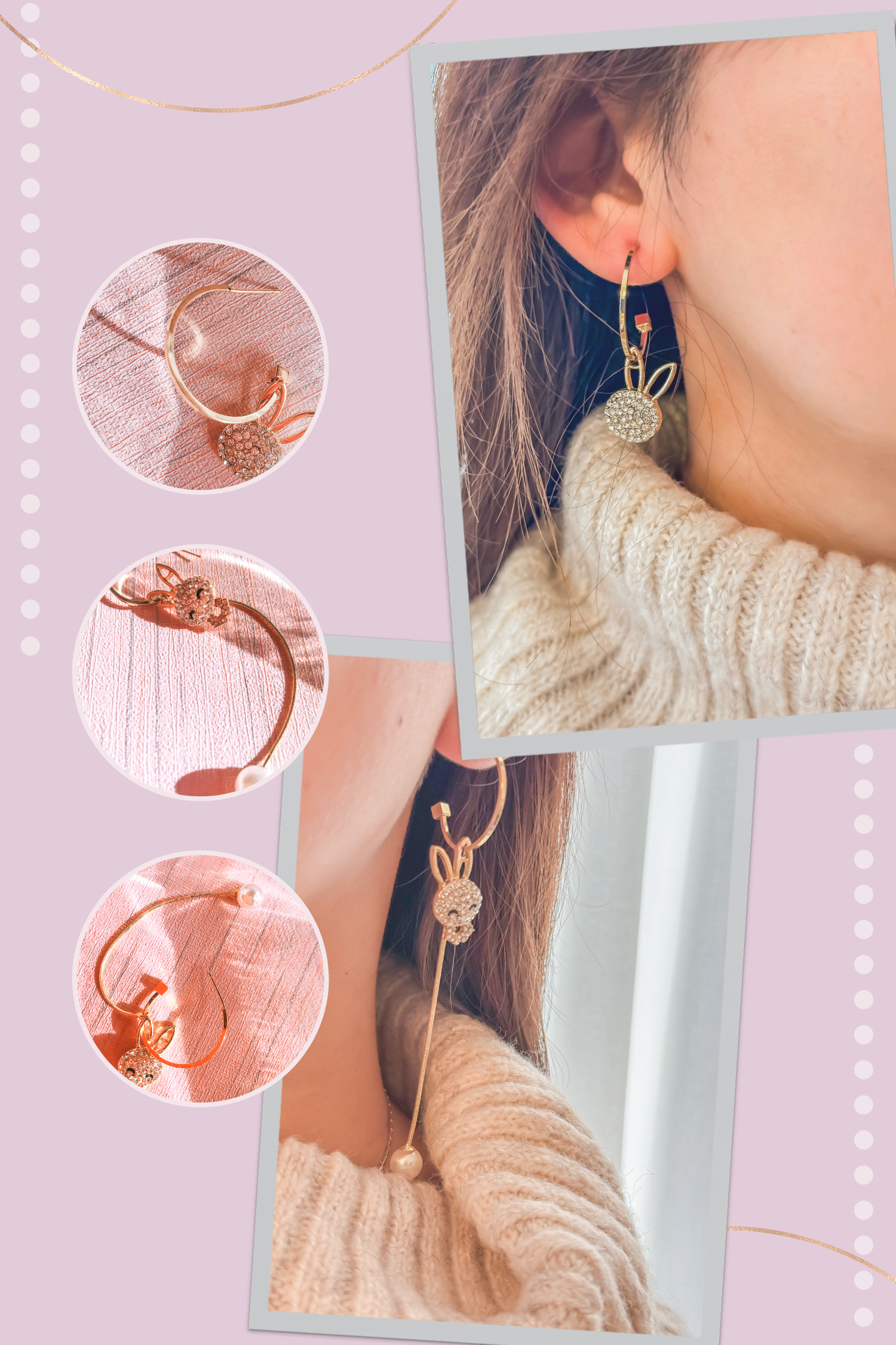Asymmetrical Bunny Drop Earrings