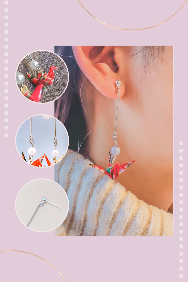 Origami Crane Drop Earrings